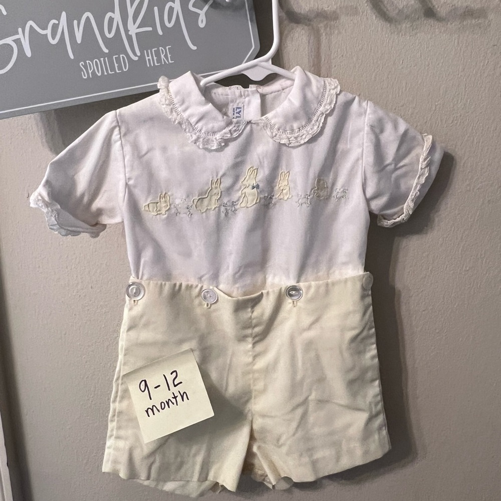 White and Cream Baby Romper